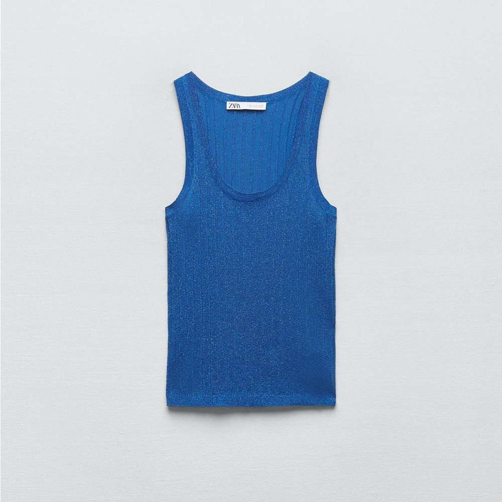 Zara Knit Top with Metallic Thread Blue